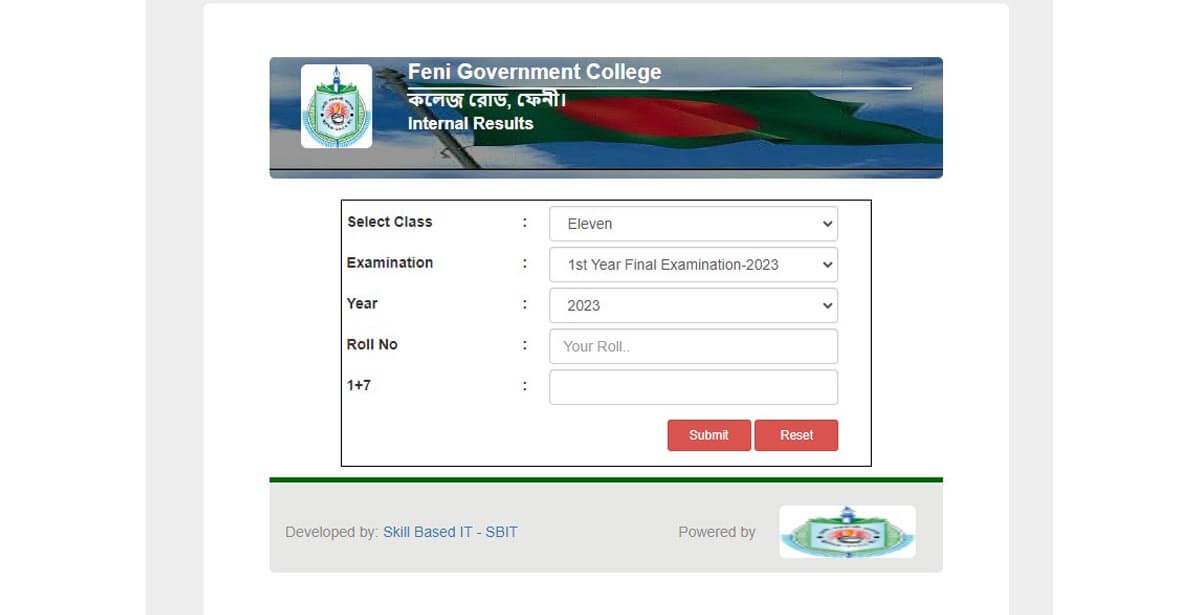 Feni Govt College Result 2023 Published, Check FGC XI Class Annual Exam Result