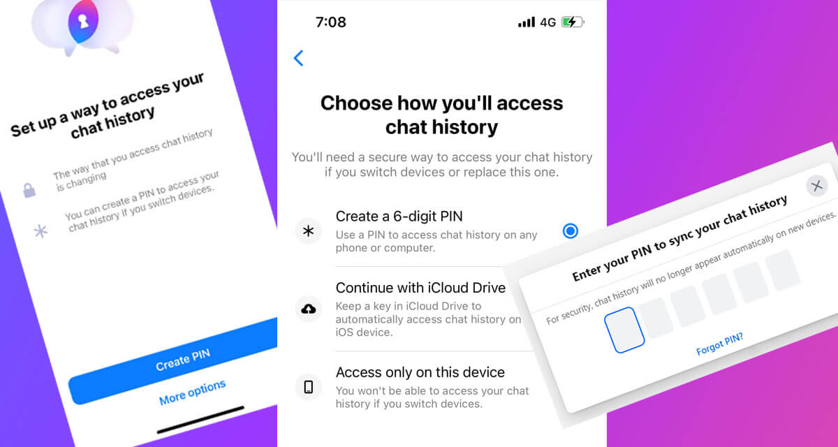 Pin to Access Messenger and Facebook Chat History