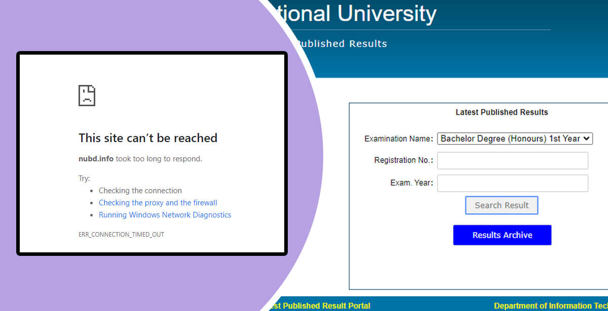 nubd info result website down after Honours 1st Year Result 2024 published