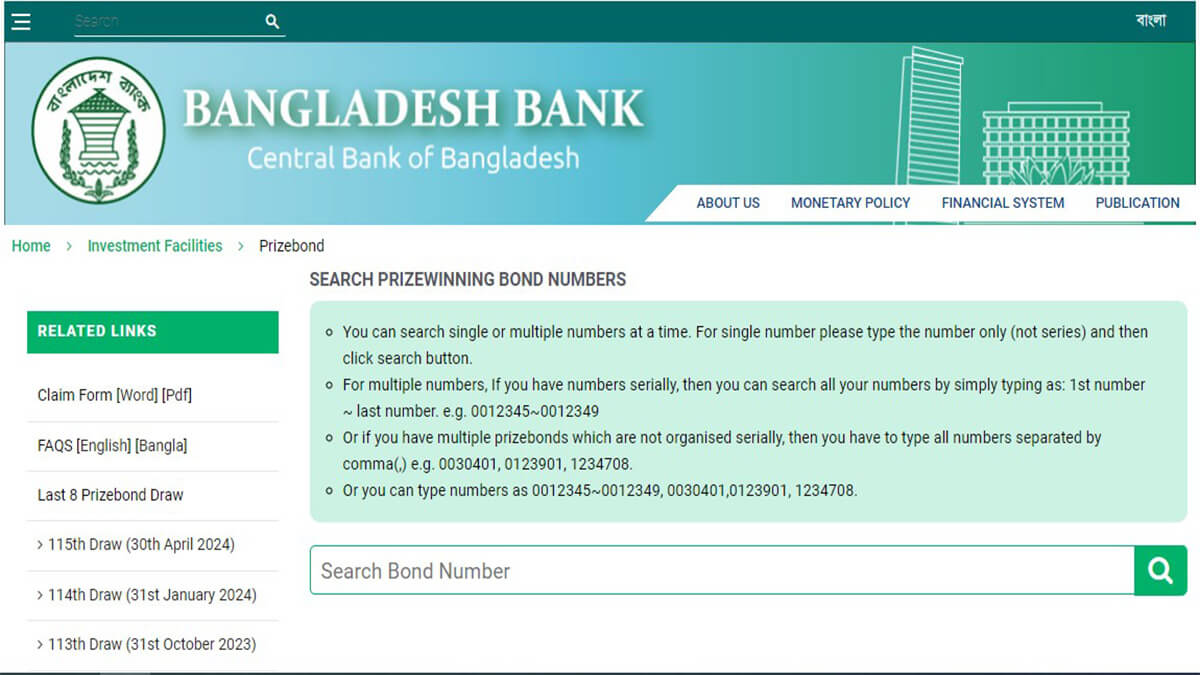 Bangladesh Bank has published 115th Prize Bond Draw Result on 30 April 2024