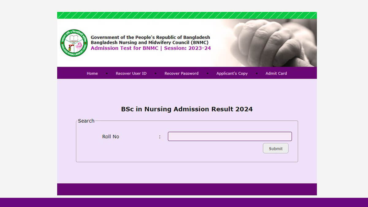 BSc Nursing Admission Result 2024 Published on May 6