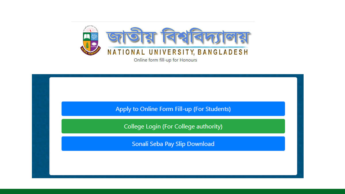 National University published Honours 1st Year Form Fill Up 2024 Notice session 2022-23