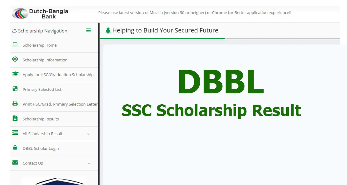 DBBL SSC Scholarship Result 2025